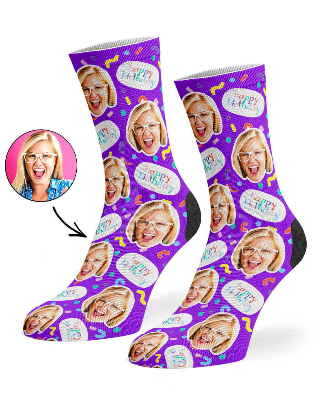 Purple Birthday Squiggle Socks