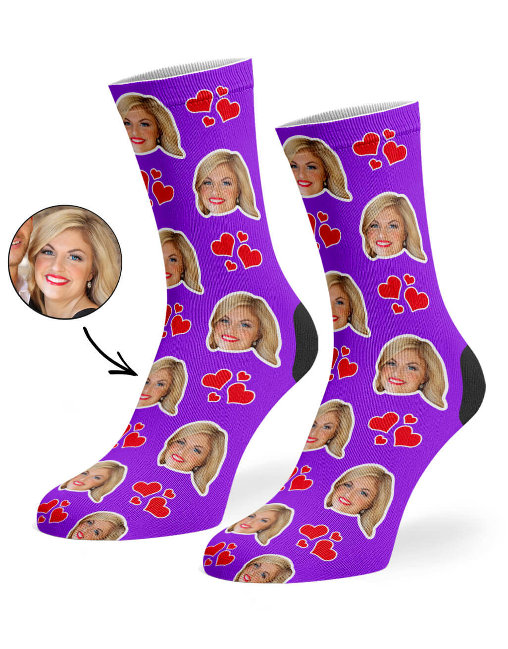 Purple My Valentine Face Socks