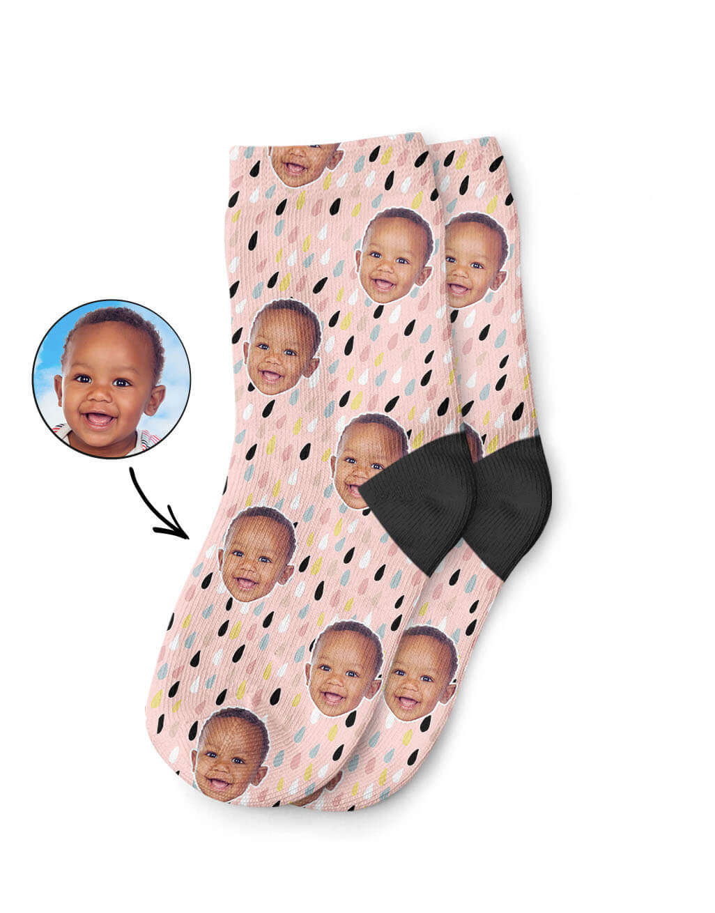 Personalised Raindrops Pattern Kids Socks