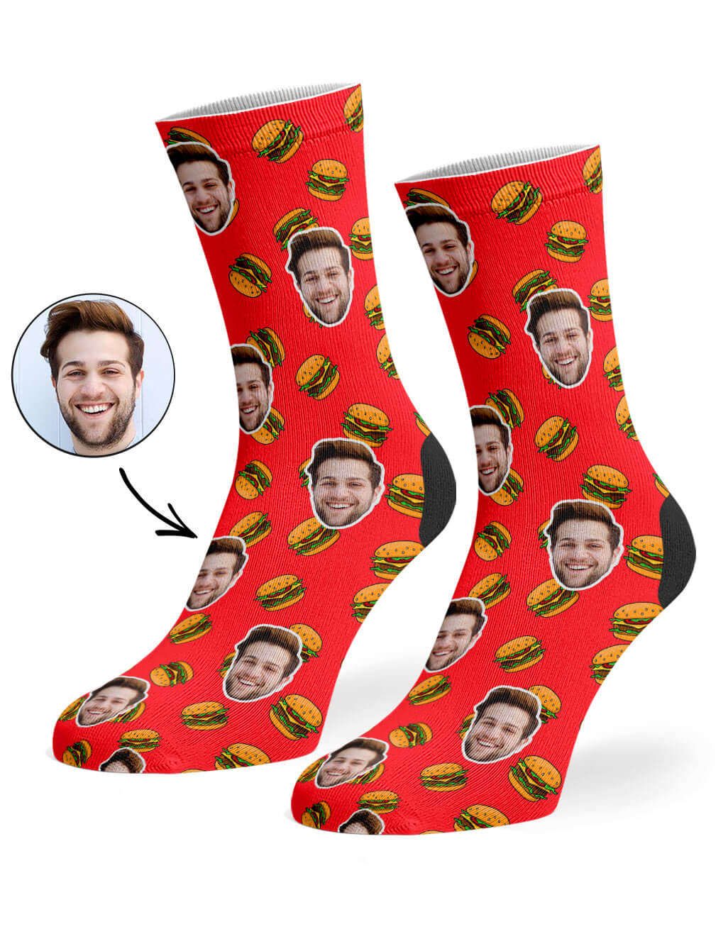 Your Photo On Burger Face Socks