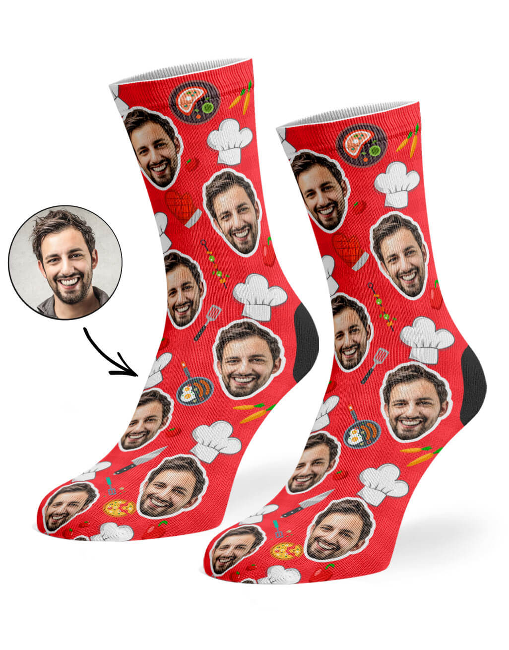 Red Chef Face Socks