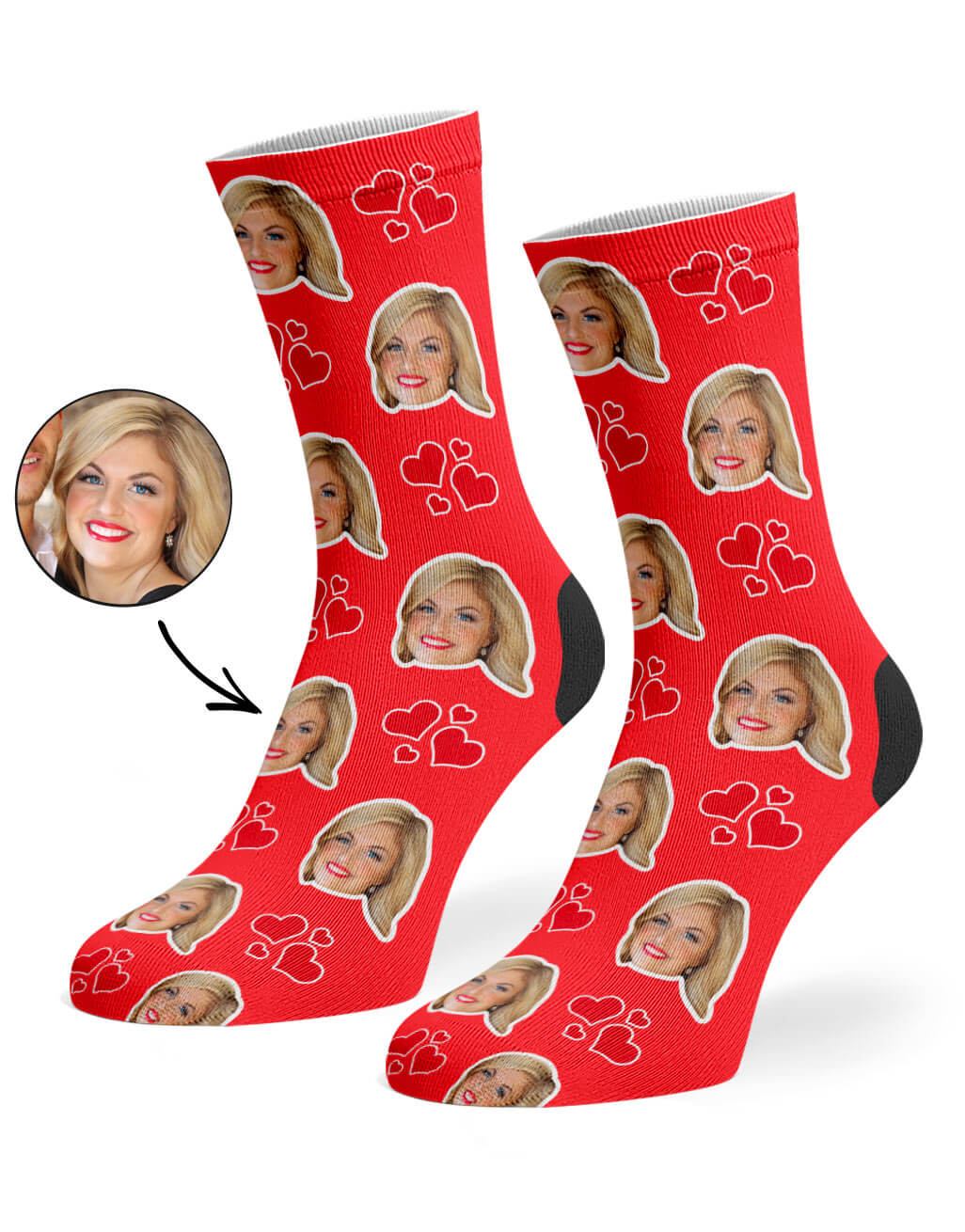 Red My Valentine Face Socks