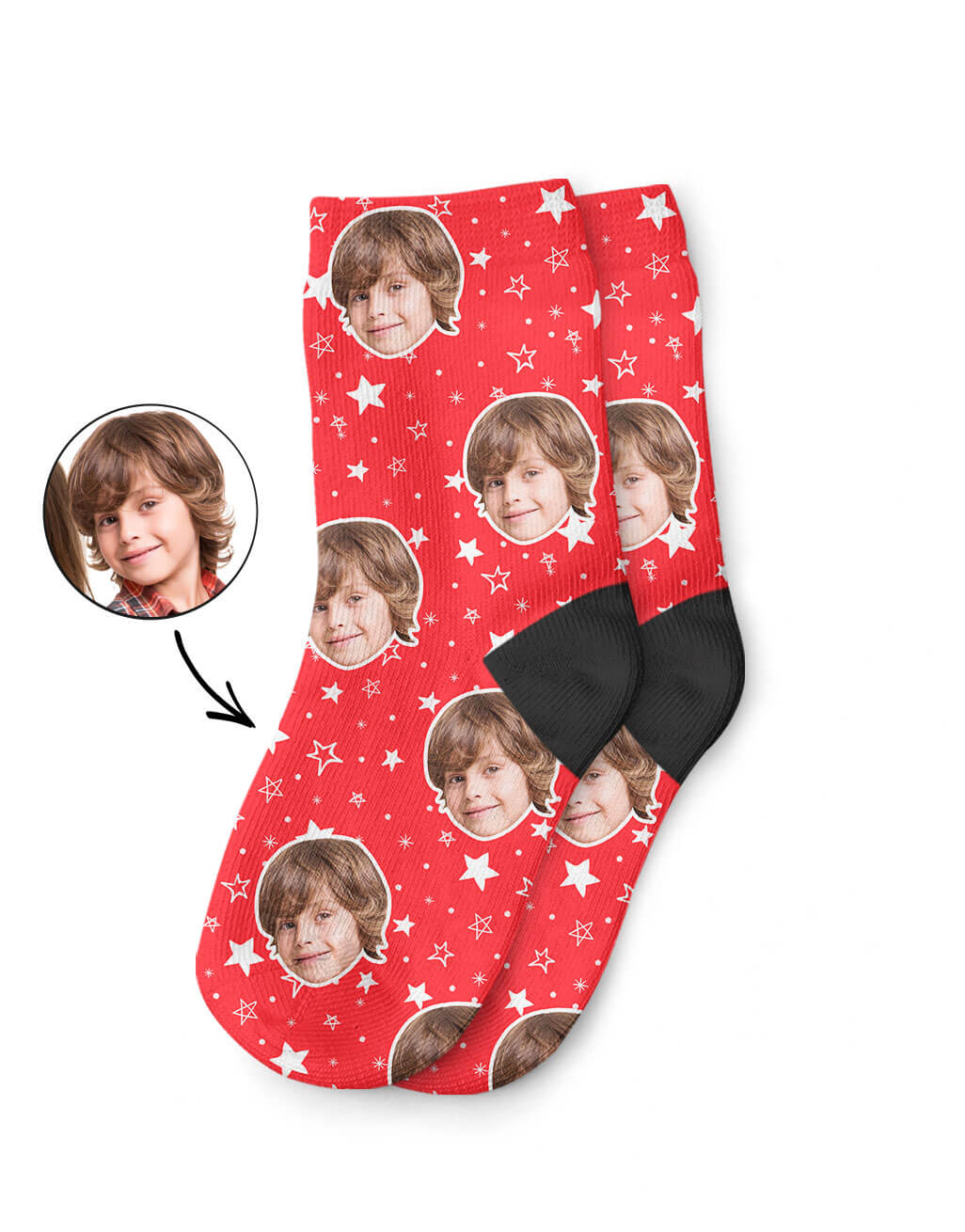 Photo On Star Pattern Kids Socks