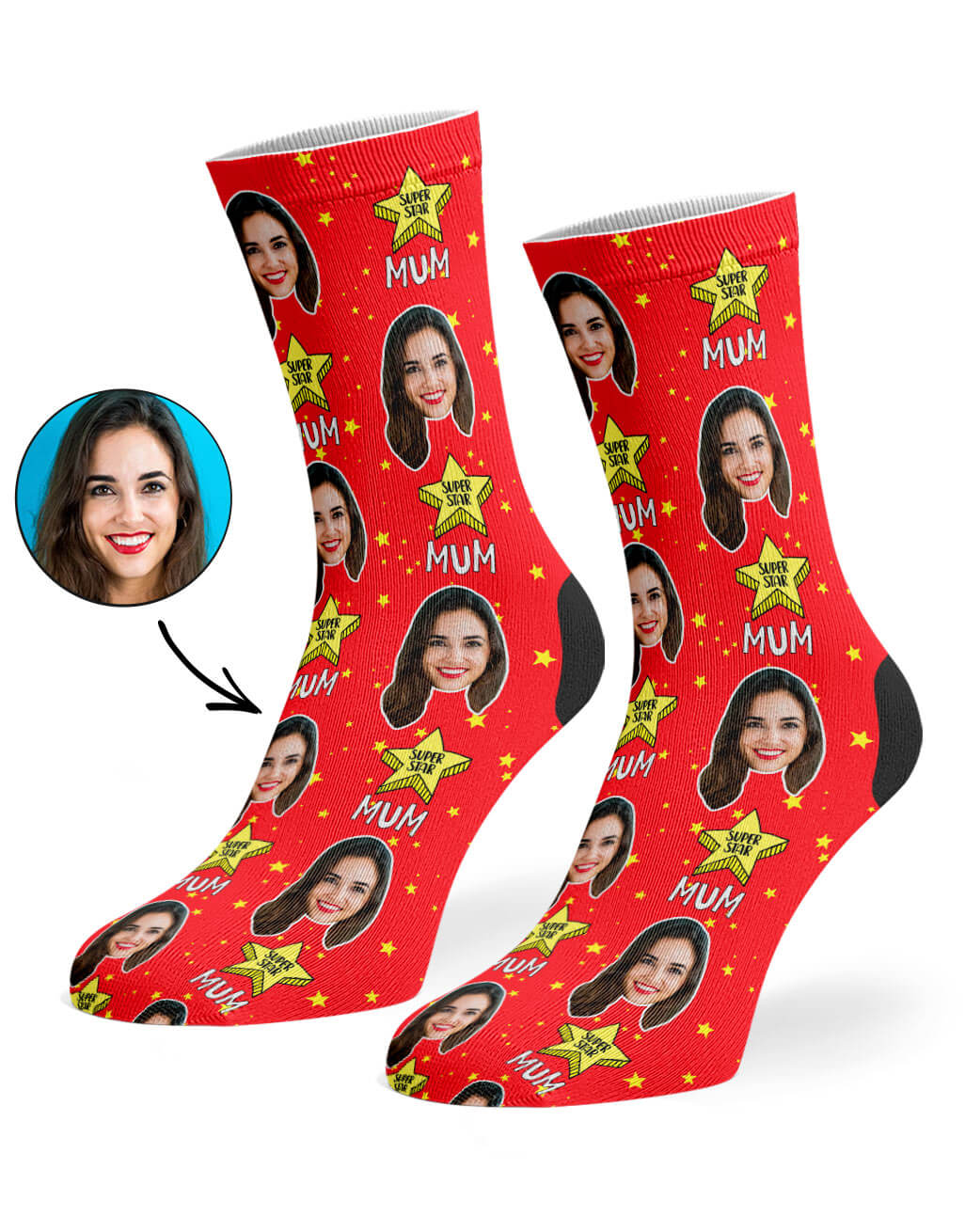 Custom Photo Super Star Mum Socks