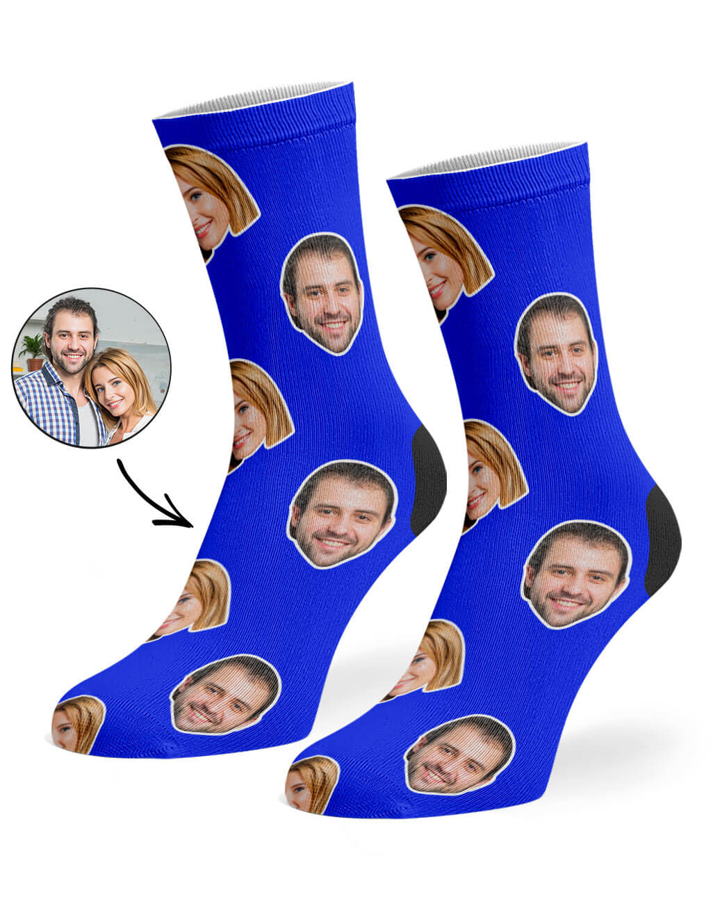 Royal Blue Couple Face Socks