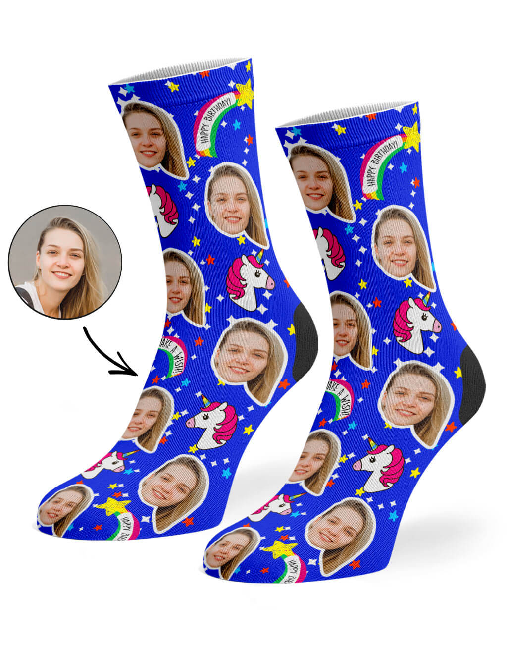 Blue Unicorn Birthday Socks