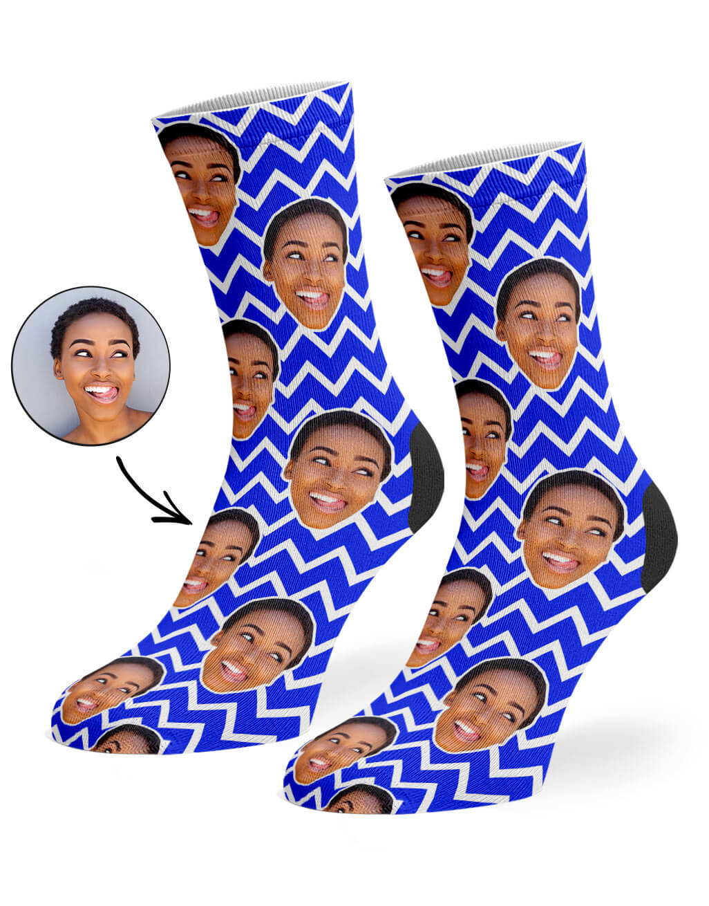 Zig Zag Face Pattern Socks With Photo On