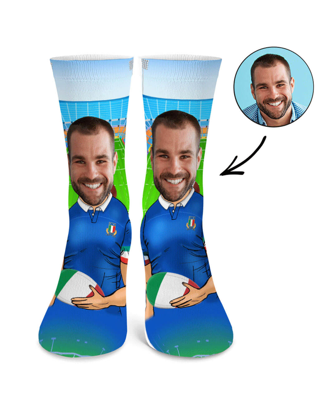 Rugby Player Socks With Photo On