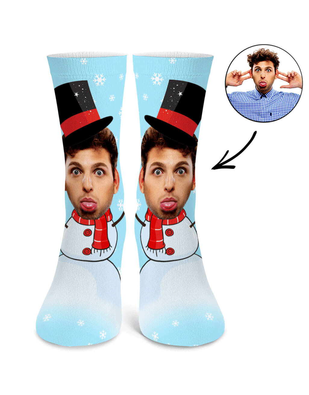 Snowman Face Socks With Own Photo