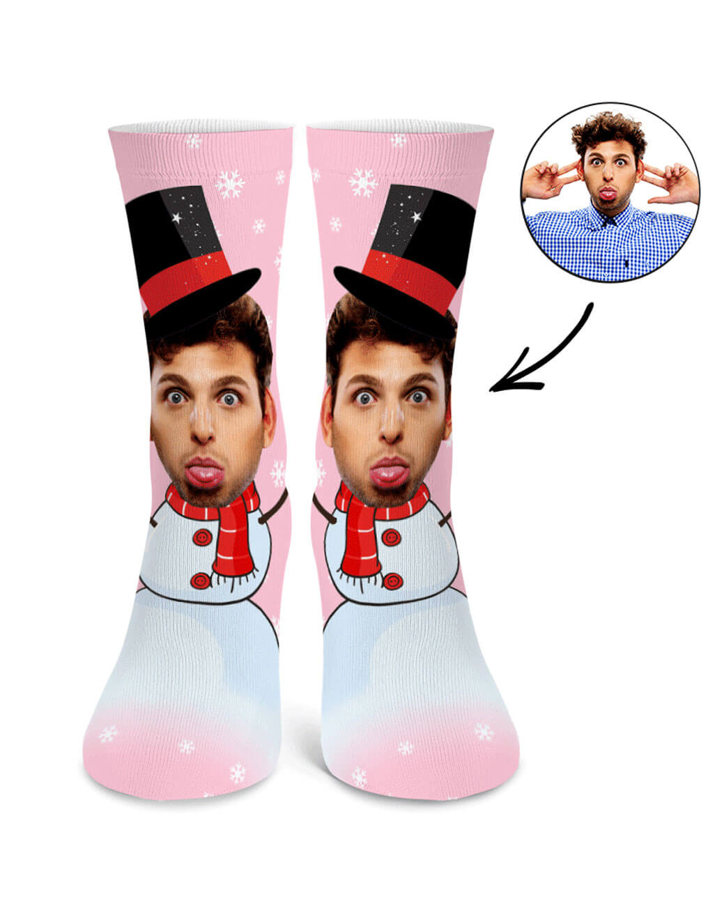 Personalised Snowman Face Socks