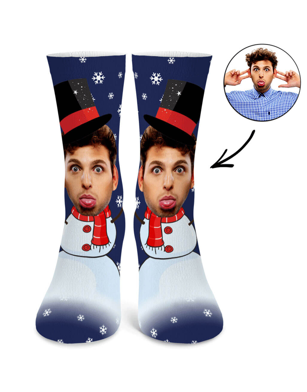 Custom Photo Snowman Face Socks