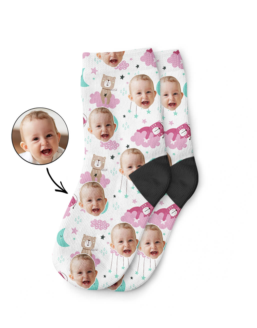 Personalised Sleepy Animal Pattern Kids Socks