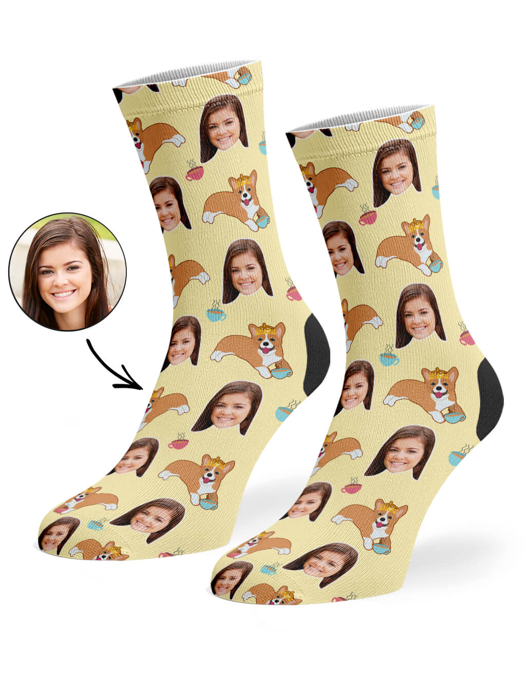 Personalised Tea & Corgis Socks