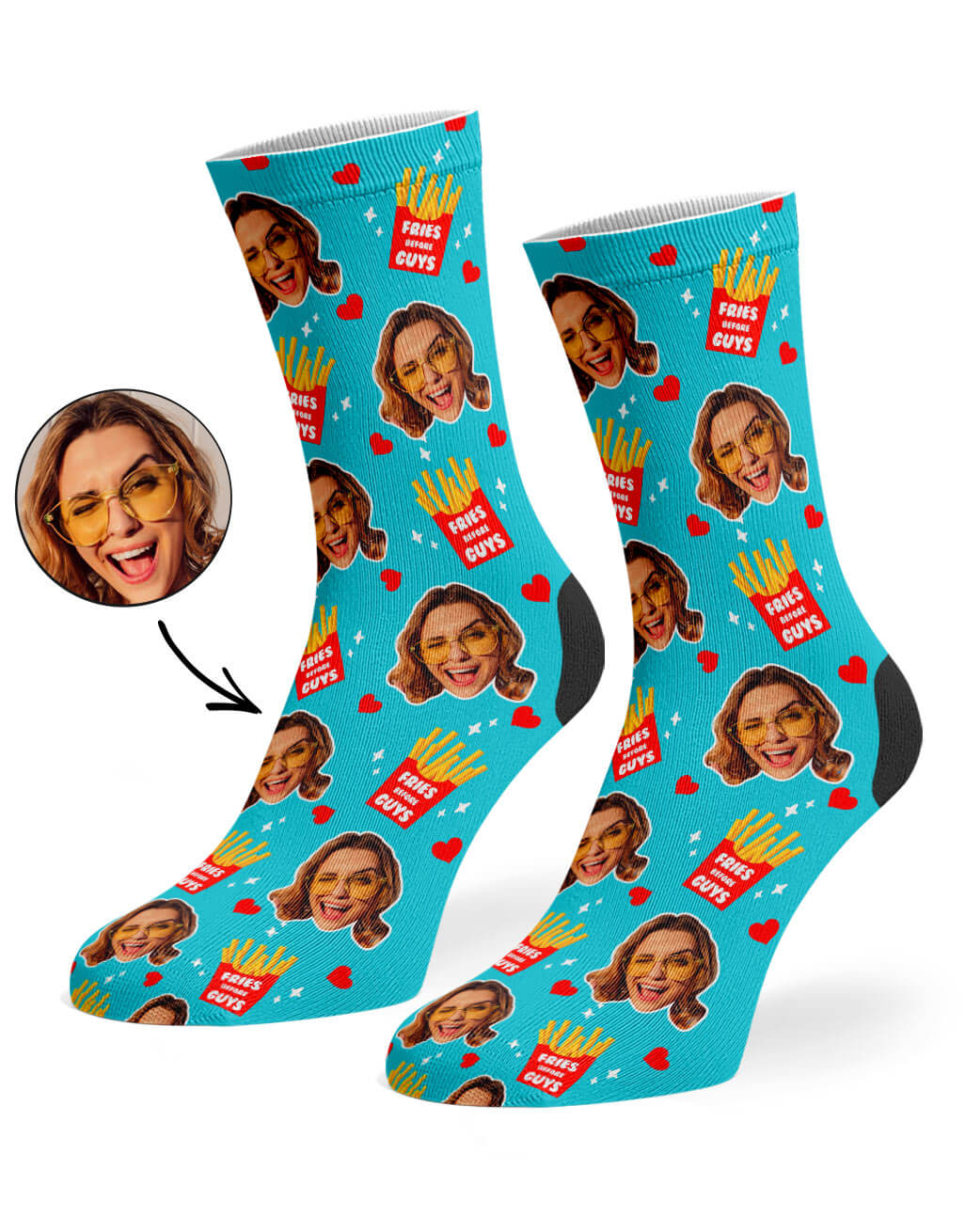 Custom Photo Fries Before Guys Socks