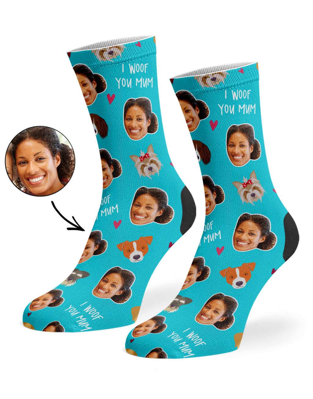 I Woof You Mum Socks With Photo On