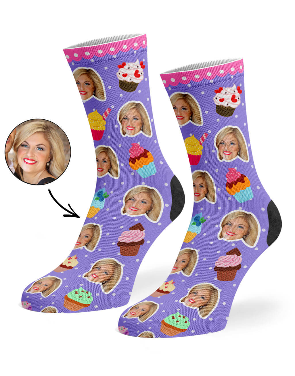 Custom Cupcake Face Socks Gifts