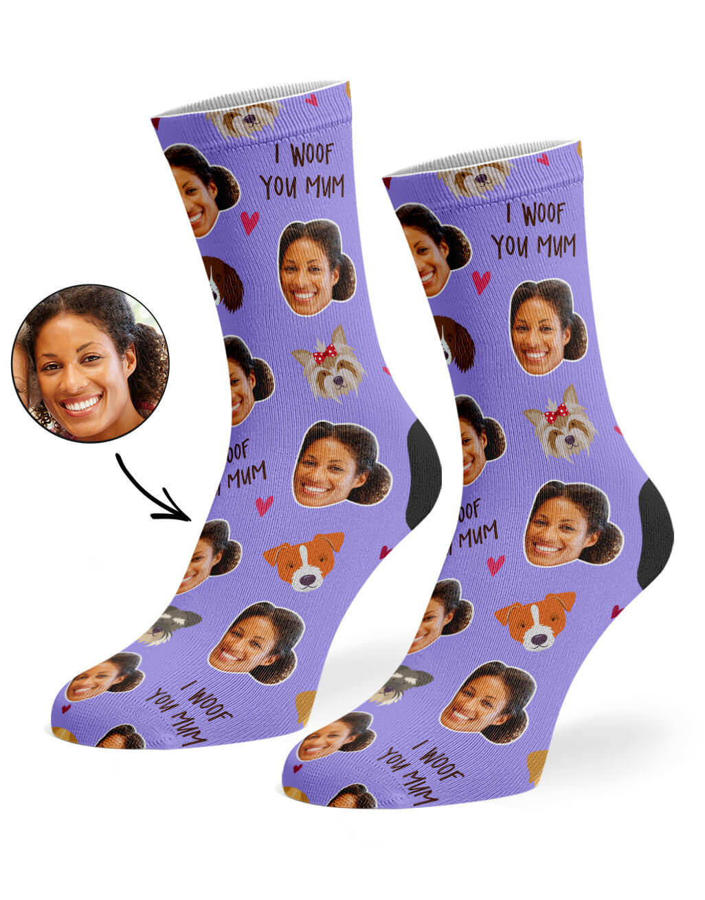 Custom Photo I Woof You Mum Socks