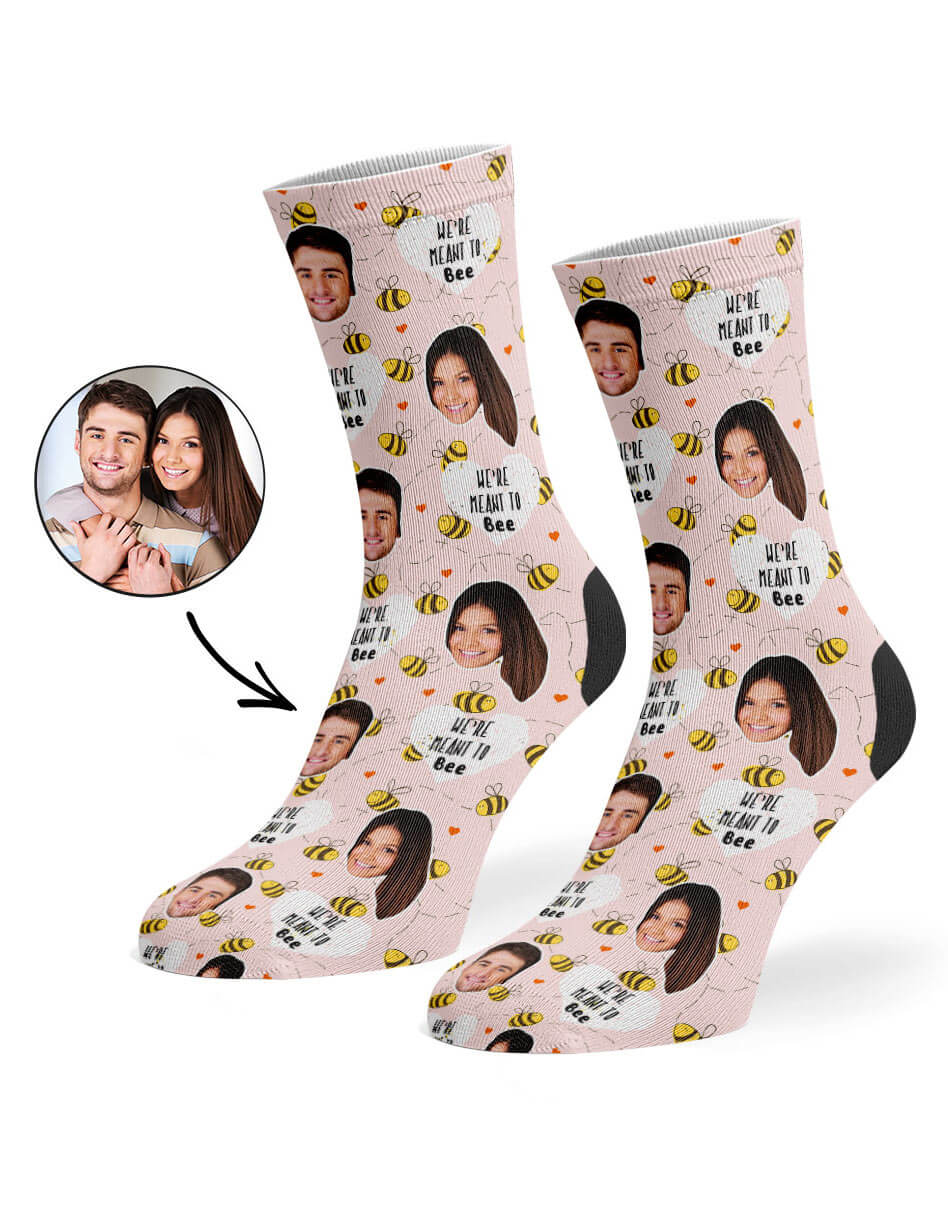 We're Meant To Bee Socks With Faces On