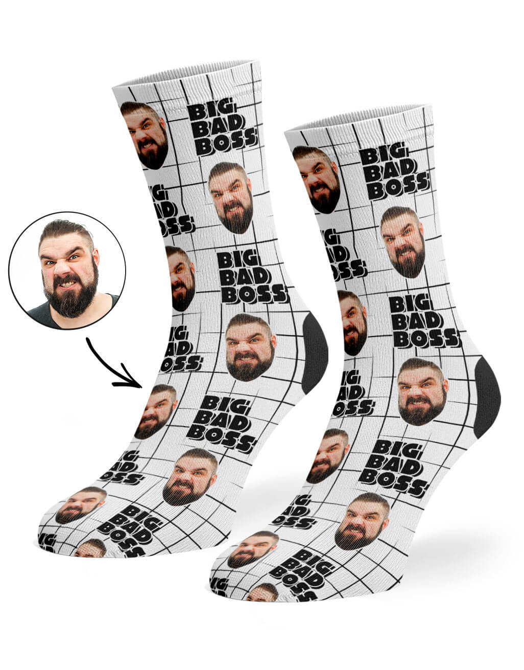 Big Bad Boss Custom Face Socks