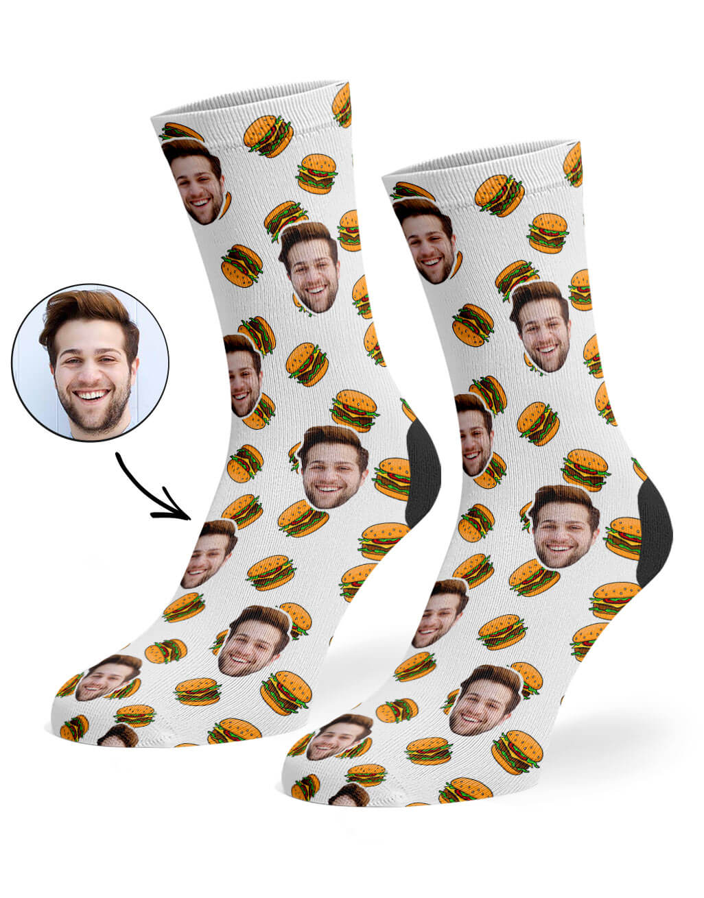 Burger Face Photo Socks