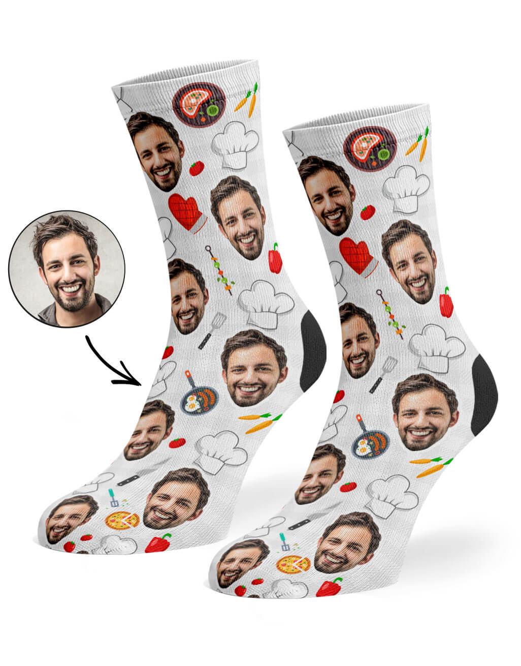 White Chef Face Socks