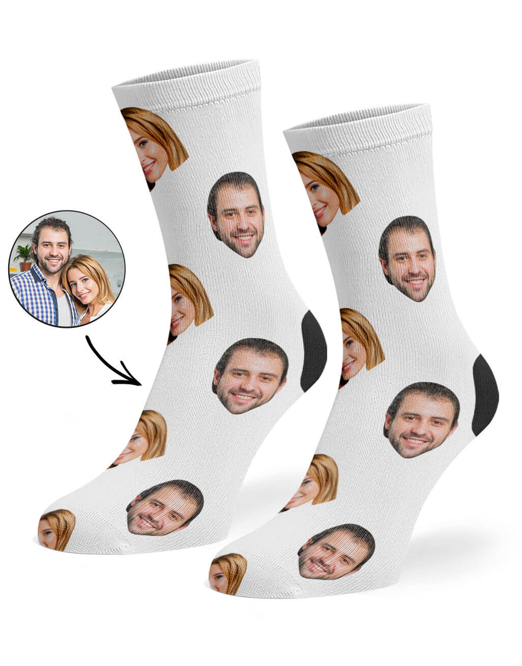 White Couple Face Socks