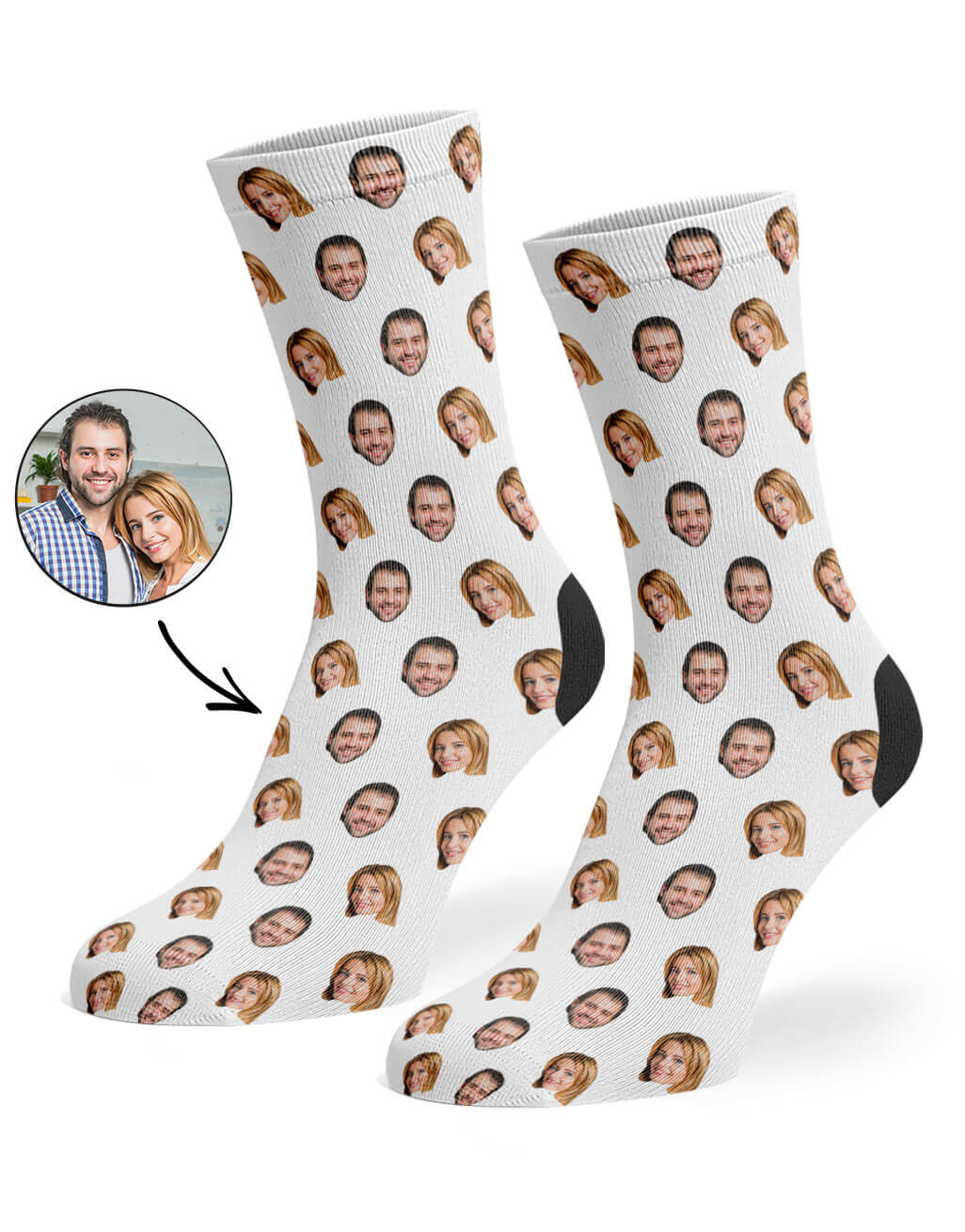 Couples Face Pattern White Socks