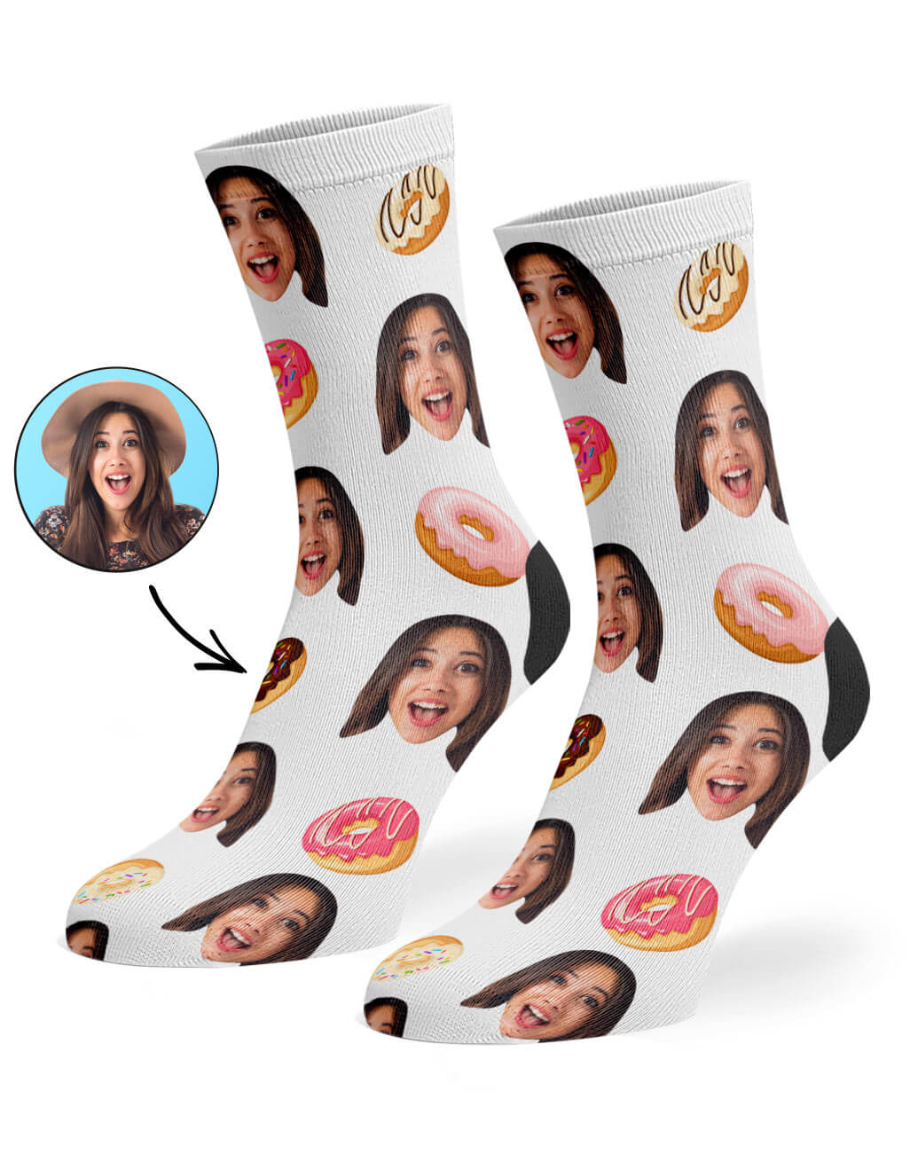 Donut Face Photo Socks