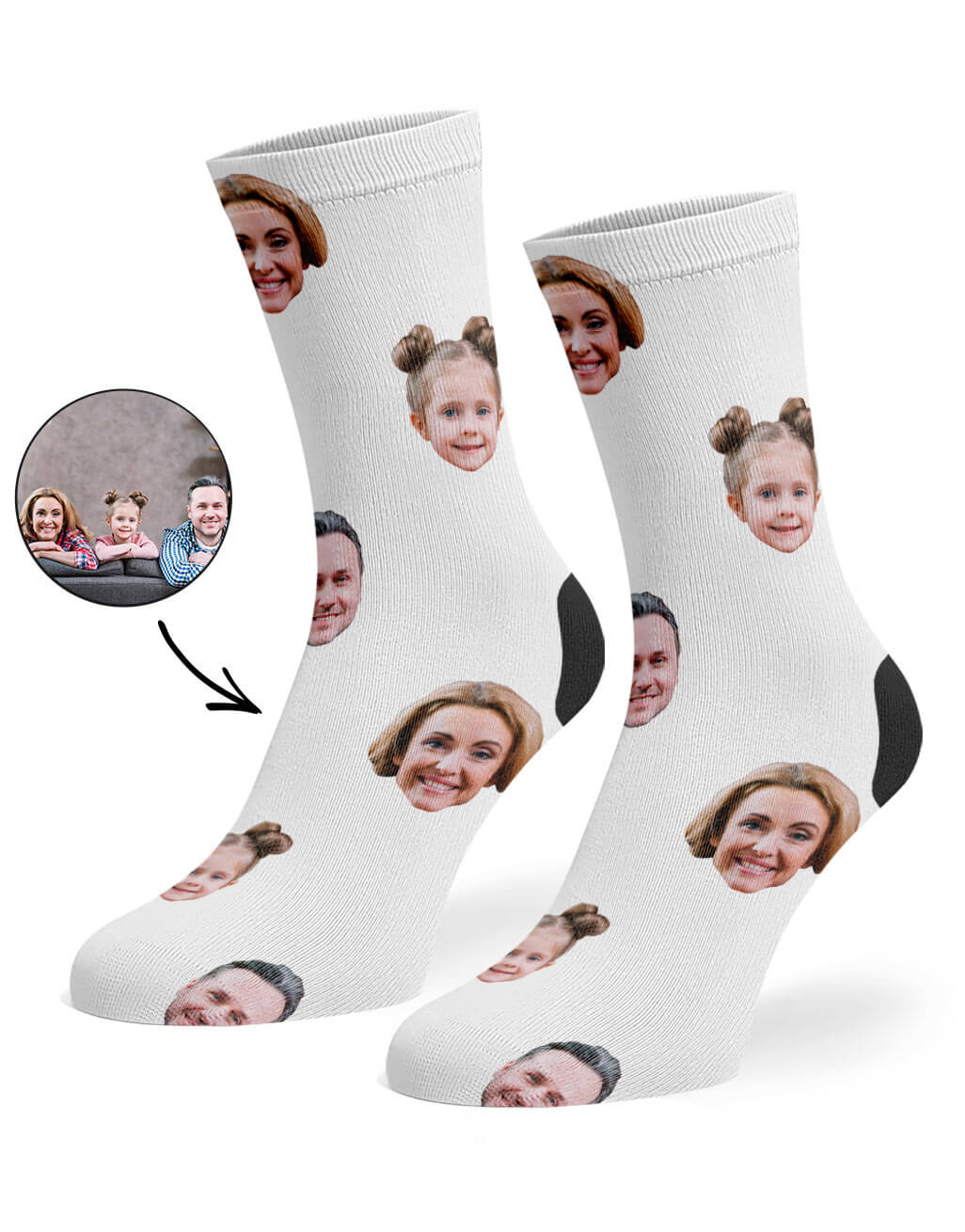 Family Face White Socks