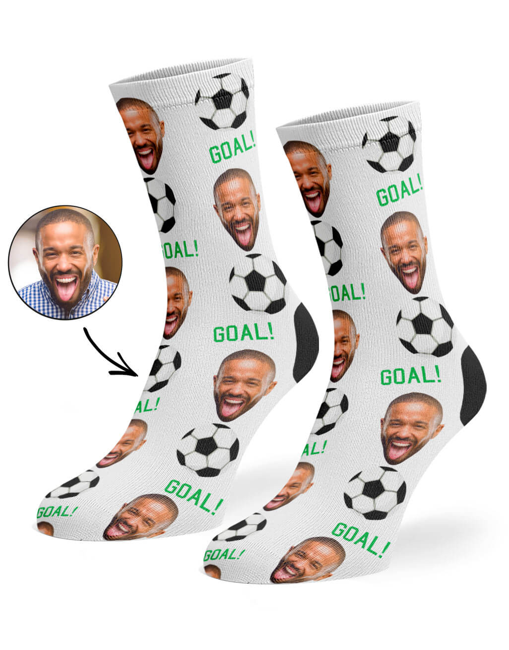 White Footy Face Socks