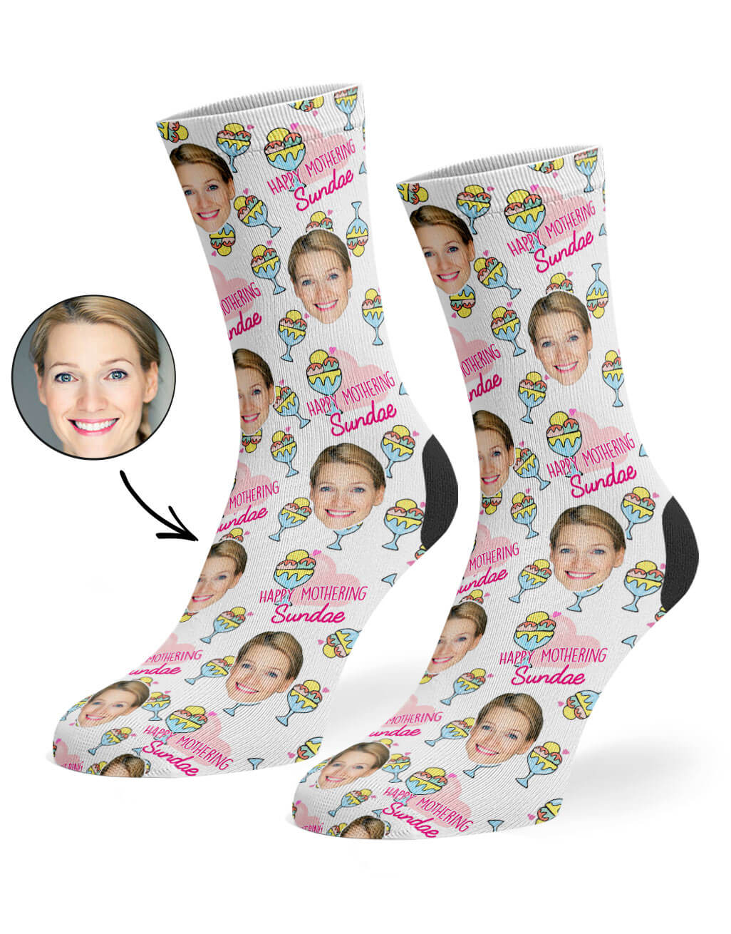 Happy Mothering Sundae Custom Photo Socks