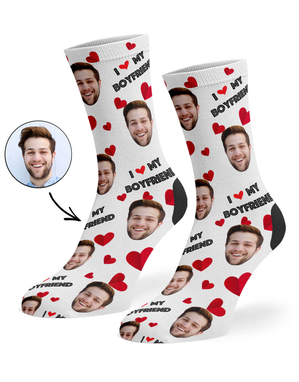 I Love My Boyfriend Valentines Socks