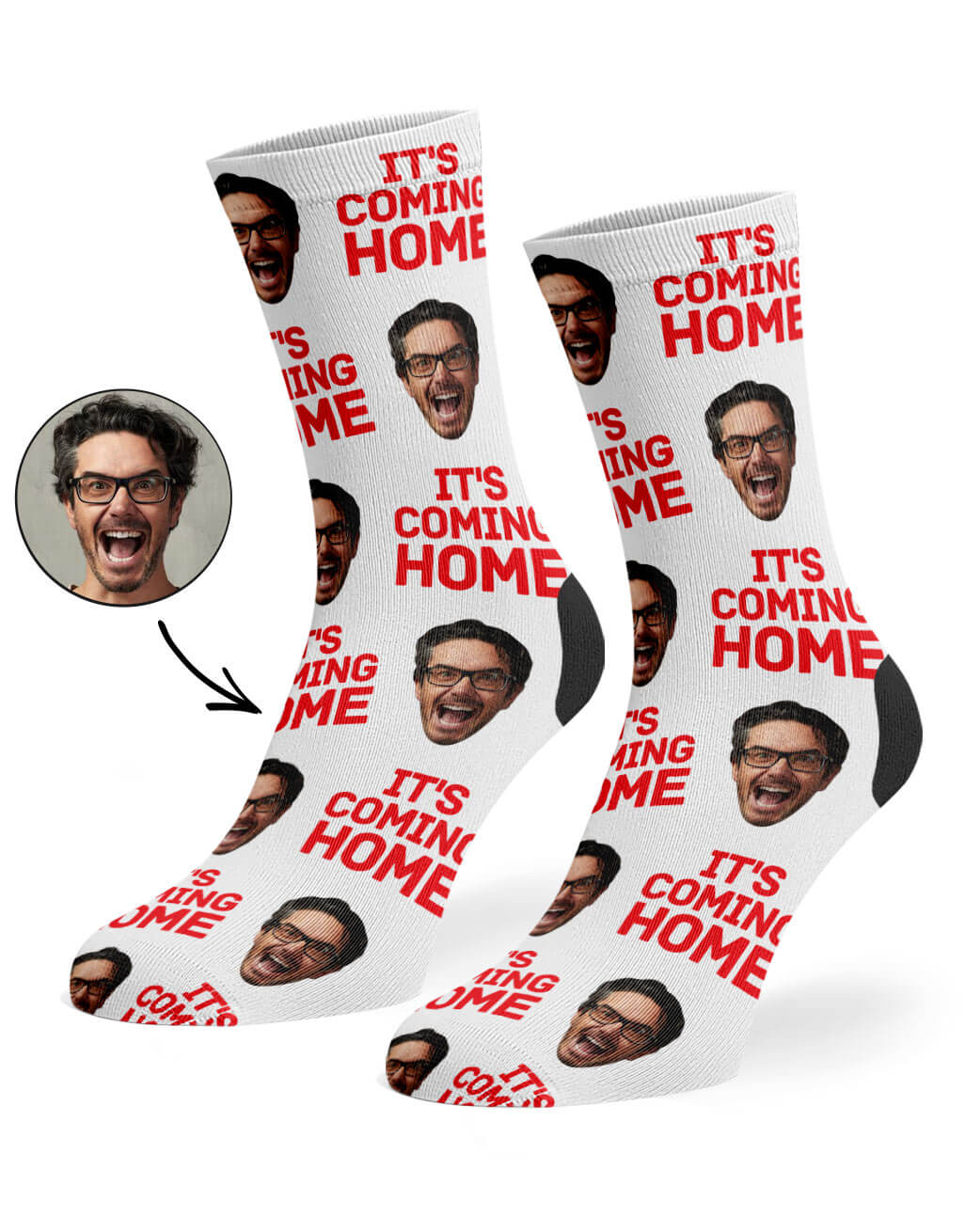 Personalised It's Coming Home Face Socks