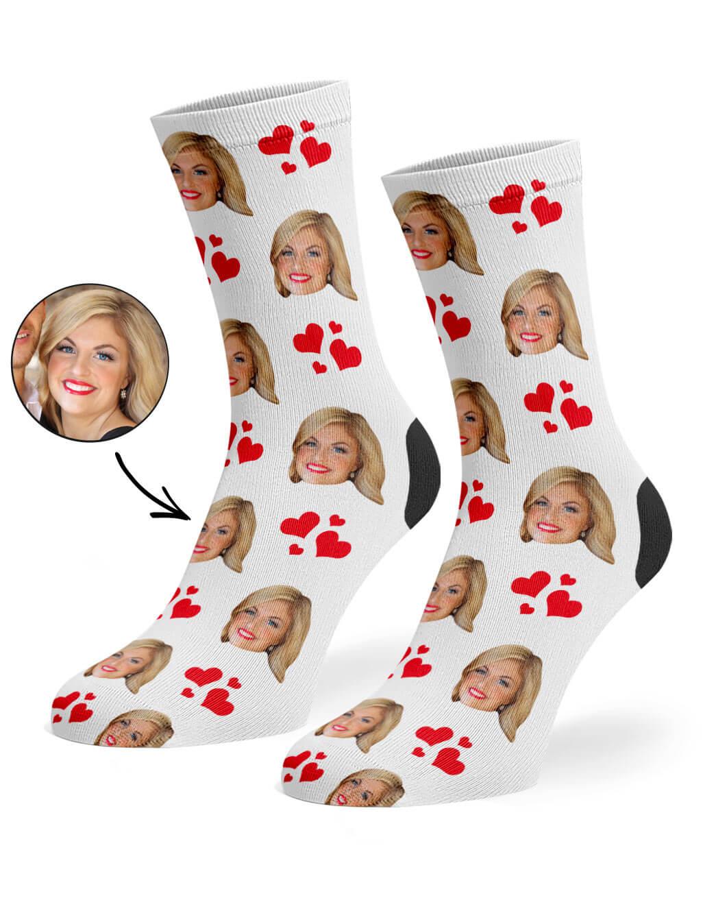 White My Valentine Face Socks