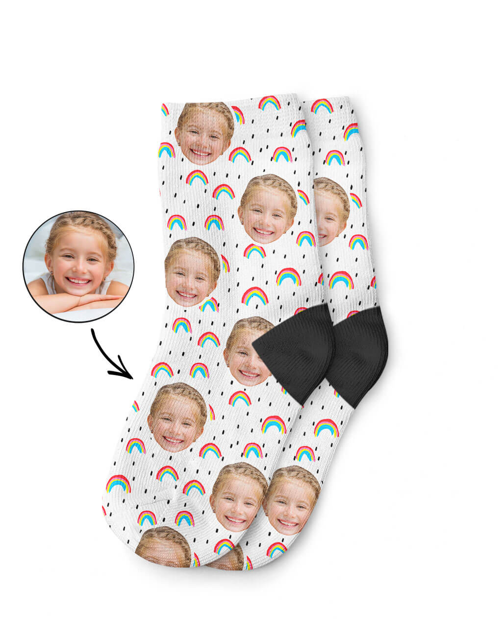 Rainbow Face Kids Photo Socks