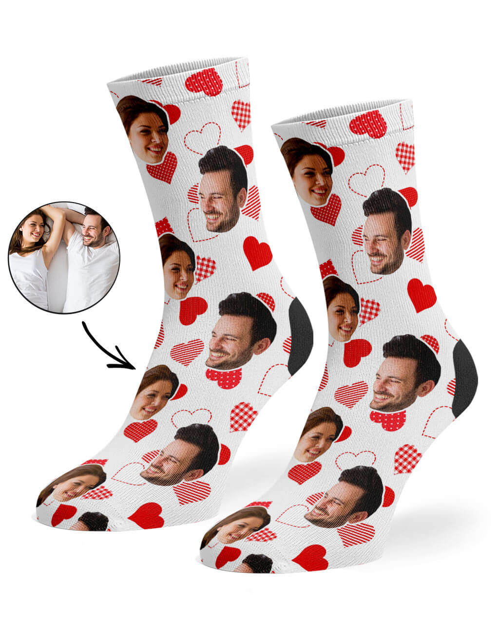 Retro Hearts Face Socks