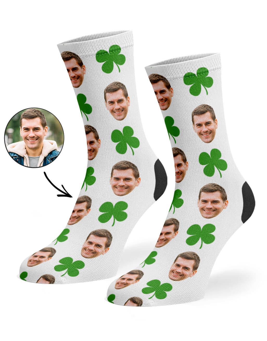 Personalised Shamrock Face Socks