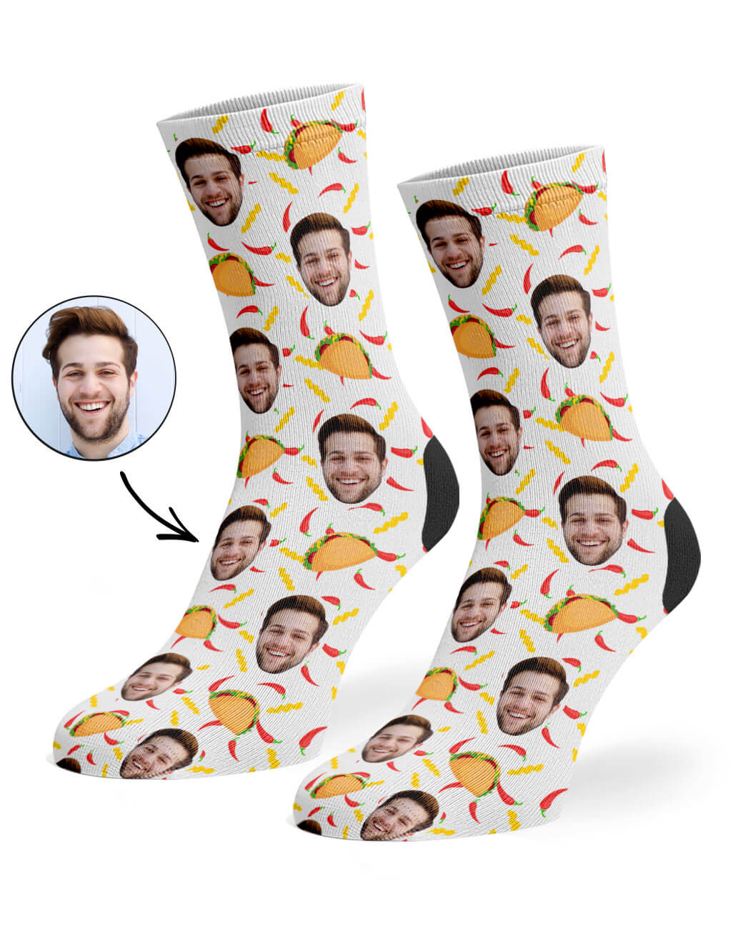 Taco Face White Socks