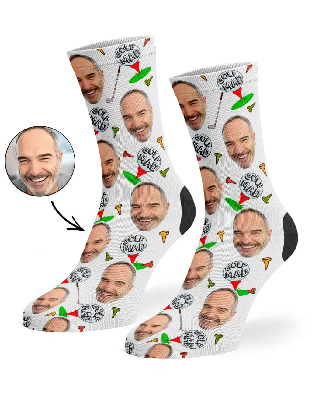 Golf Mad Socks With Face On