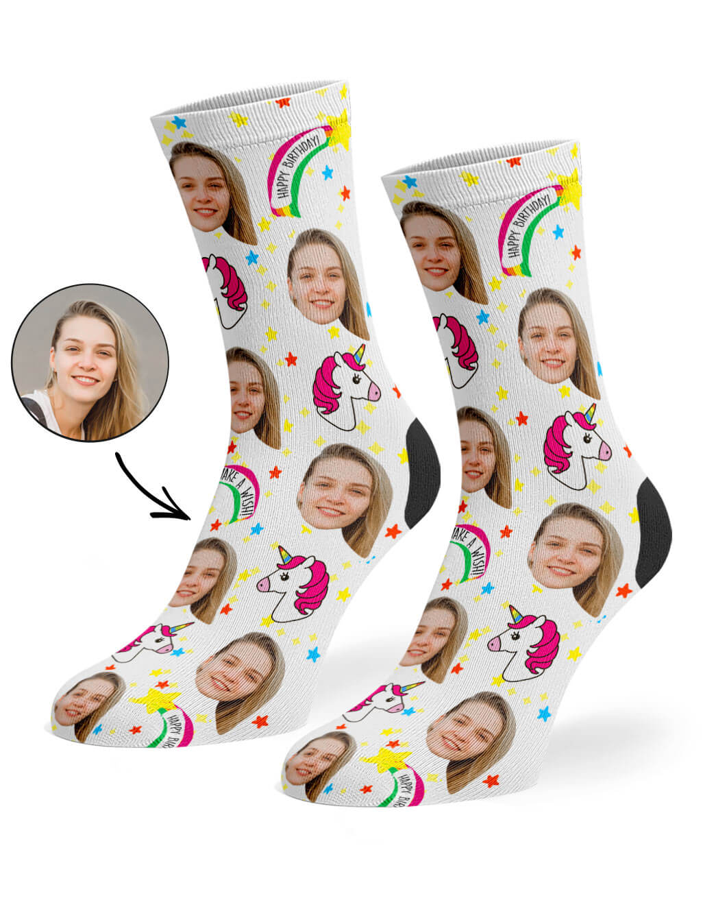 Face On Unicorn Birthday Socks