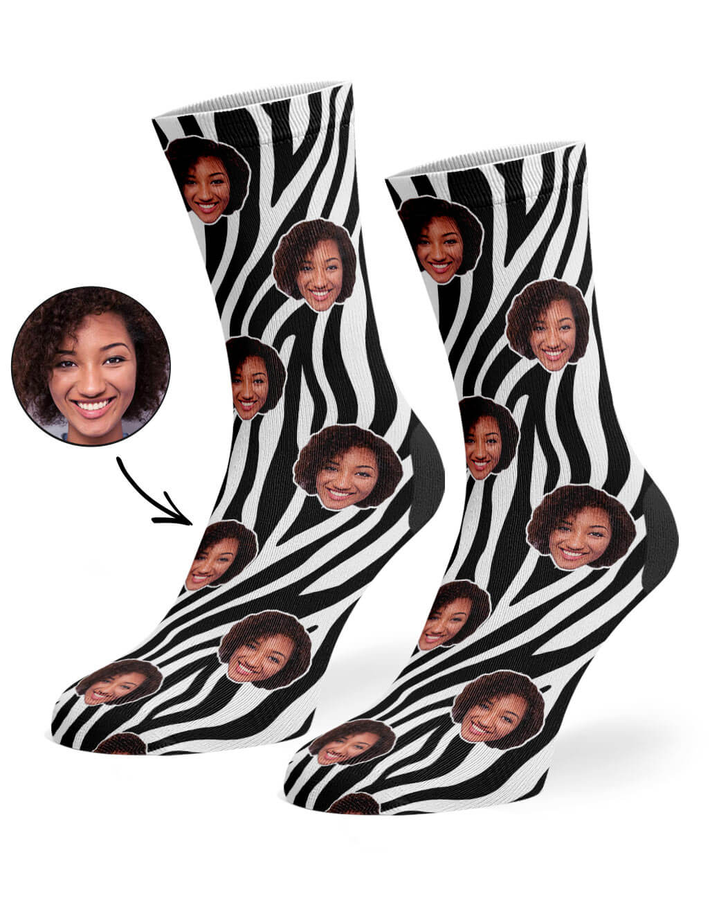 Zebra Print Face Socks Gift