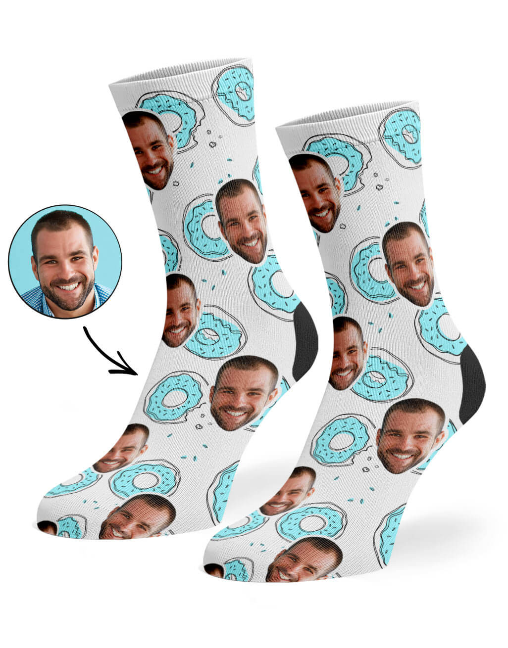 Donut Doodle Face Socks