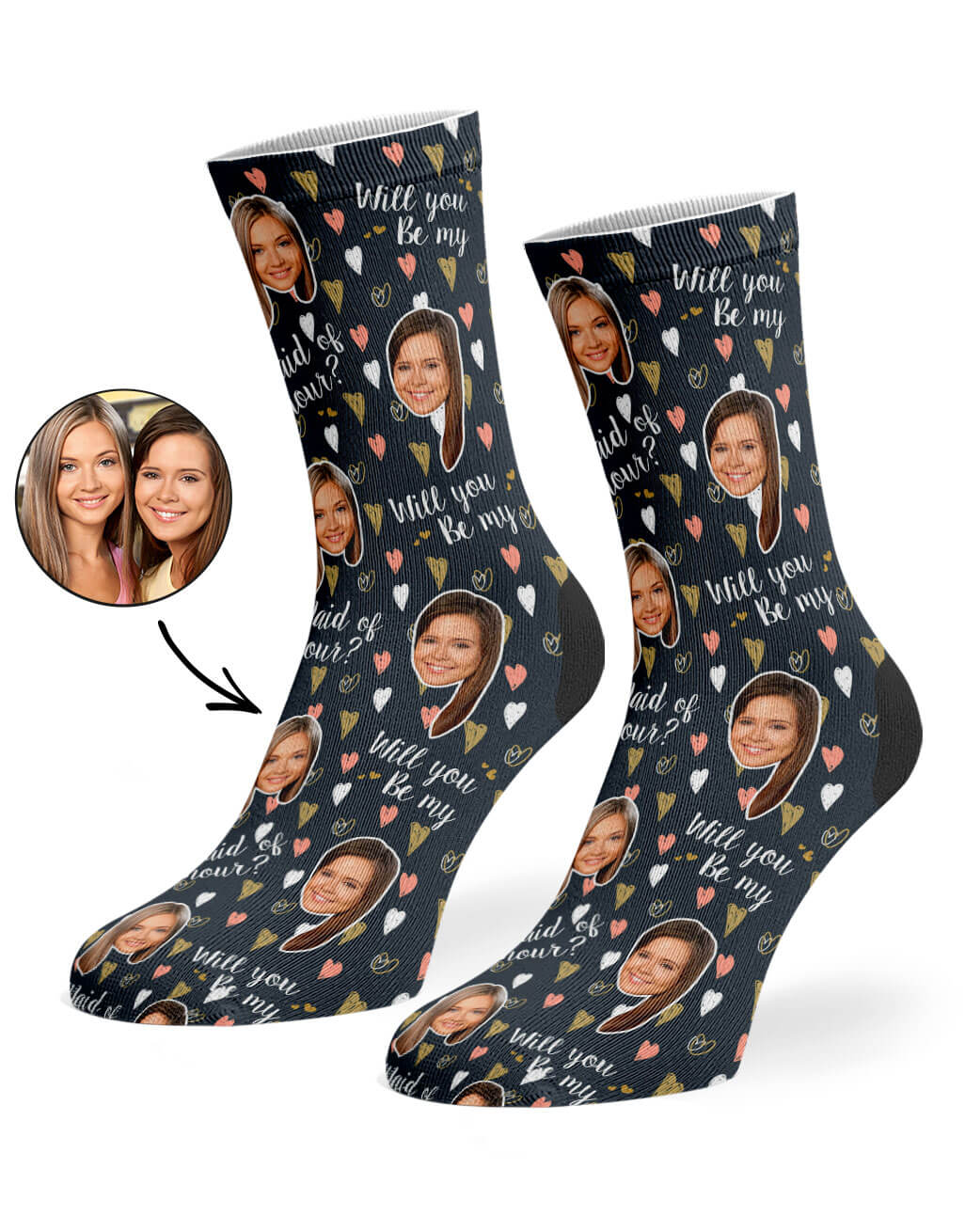 Will You Be My Maid Of Honour? Personalised Socks