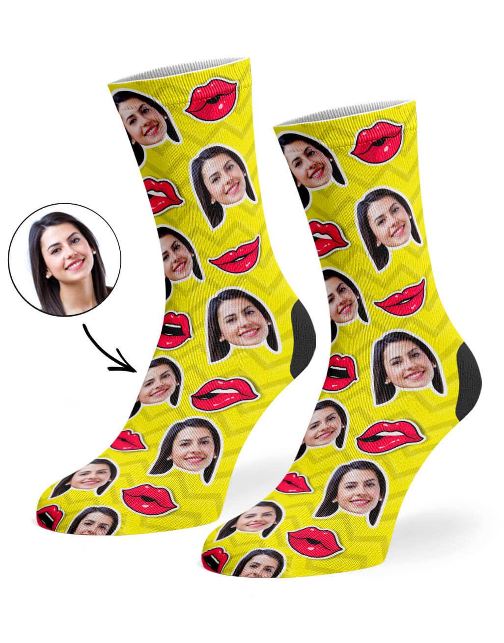 Yellow Comic Lips Socks