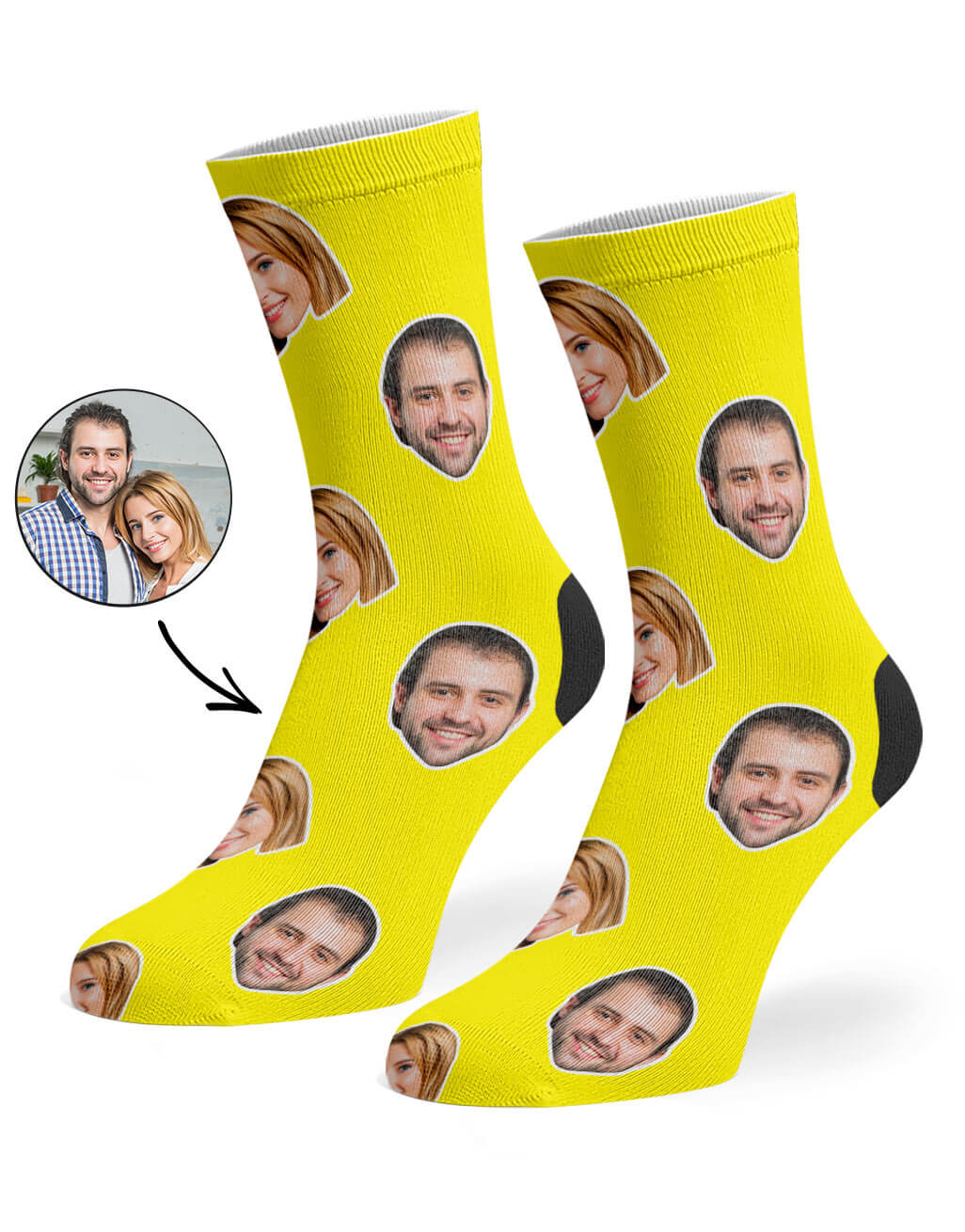 Yellow Couple Face Socks