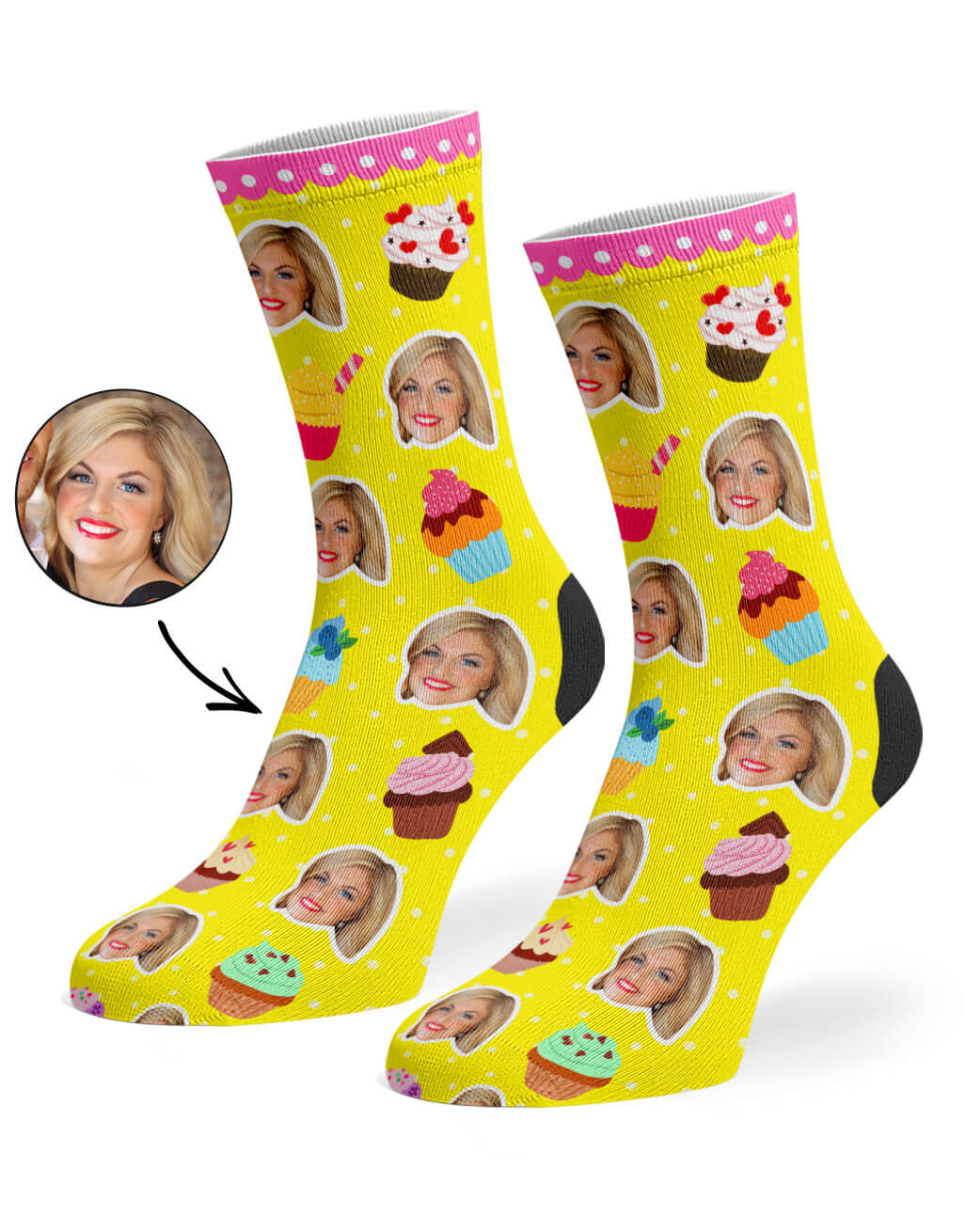 Custom Cupcake Face Socks