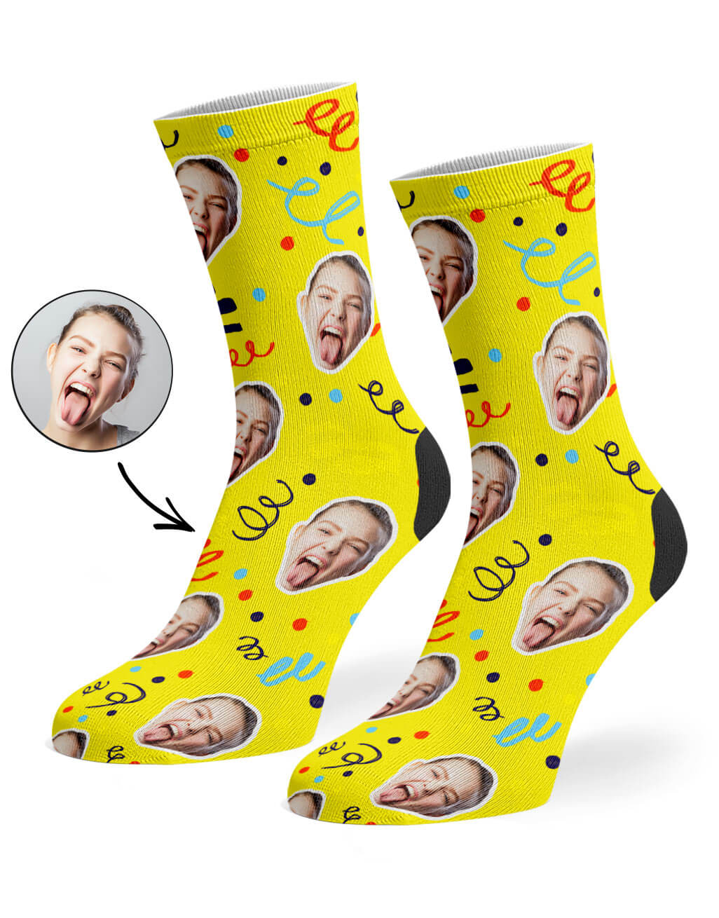 Yellow Happy Birthday Confetti Socks