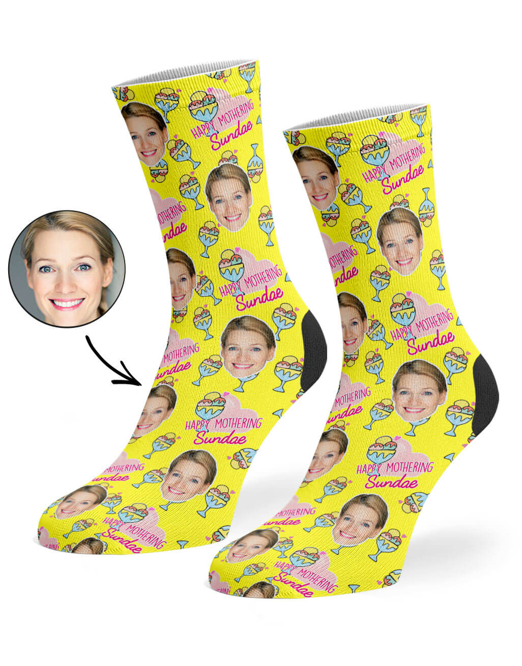 Yellow Happy Mothering Sundae Socks