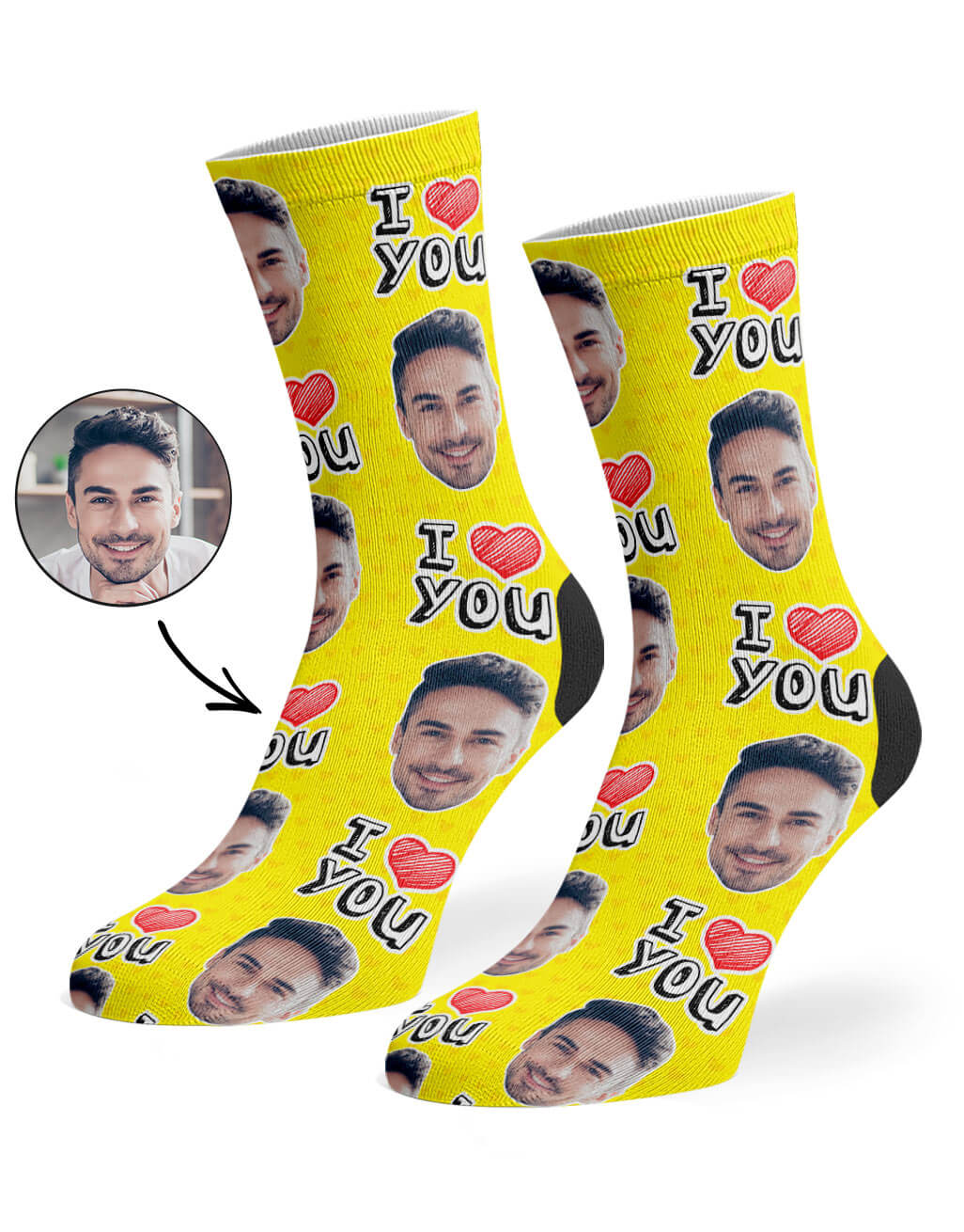 Yellow I Heart You Socks