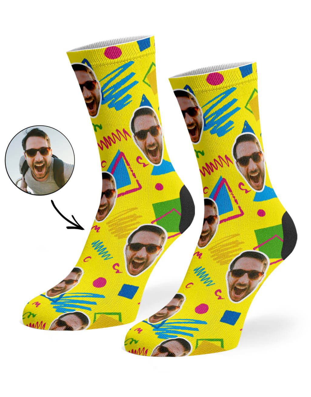 Customisable Retro Doodle Face Socks